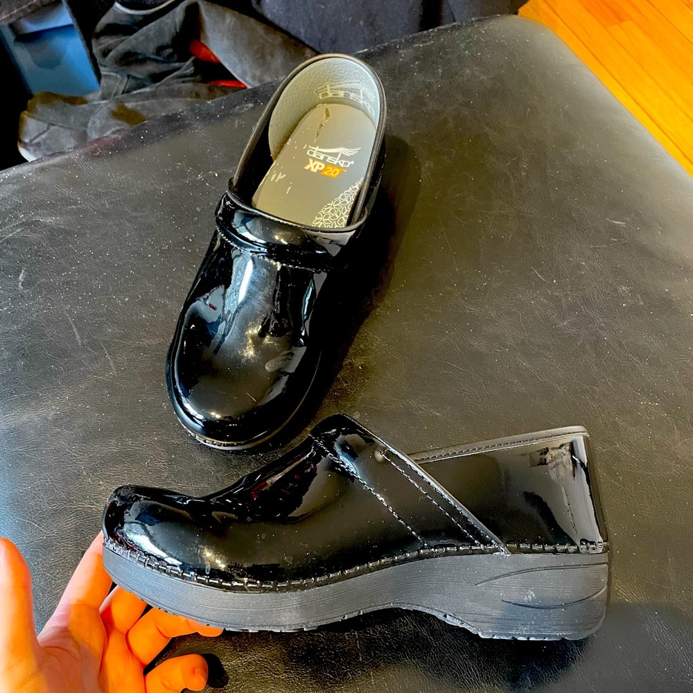 Glossy Leather shiny XP 20 clogs mules slip on work shoes nurse favorite